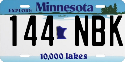 MN license plate 144NBK