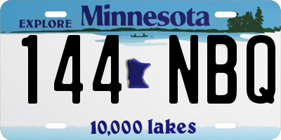 MN license plate 144NBQ
