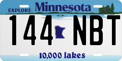 MN license plate 144NBT