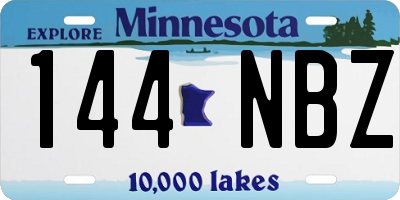 MN license plate 144NBZ