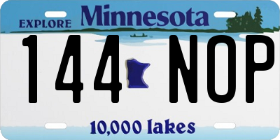 MN license plate 144NOP
