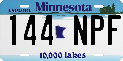 MN license plate 144NPF