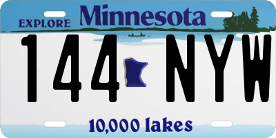 MN license plate 144NYW