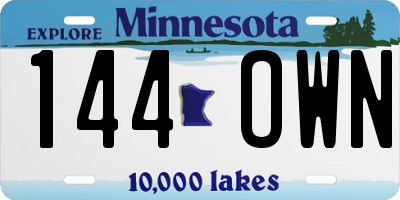 MN license plate 144OWN