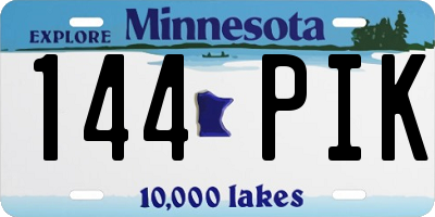 MN license plate 144PIK