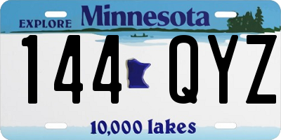 MN license plate 144QYZ
