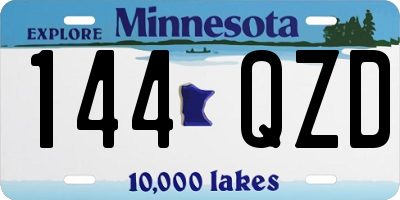 MN license plate 144QZD