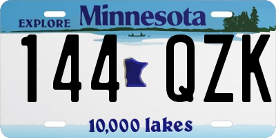 MN license plate 144QZK