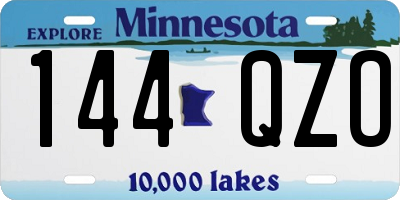 MN license plate 144QZO