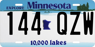 MN license plate 144QZW