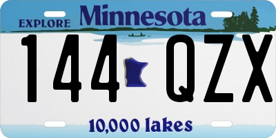 MN license plate 144QZX