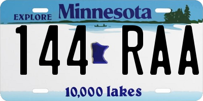 MN license plate 144RAA