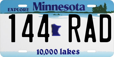 MN license plate 144RAD