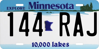 MN license plate 144RAJ