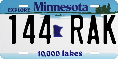 MN license plate 144RAK