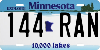 MN license plate 144RAN