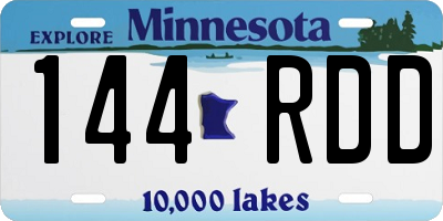 MN license plate 144RDD