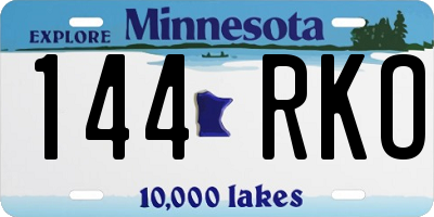MN license plate 144RKO