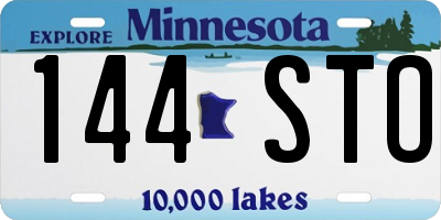 MN license plate 144STO