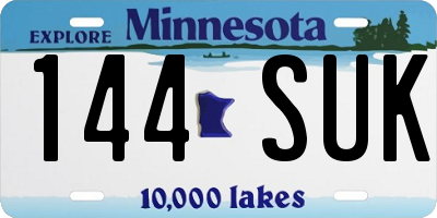 MN license plate 144SUK