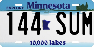 MN license plate 144SUM