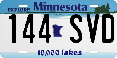 MN license plate 144SVD