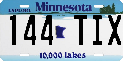 MN license plate 144TIX