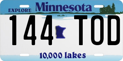 MN license plate 144TOD