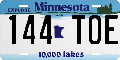 MN license plate 144TOE