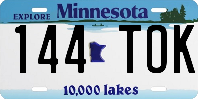 MN license plate 144TOK