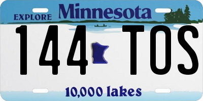 MN license plate 144TOS