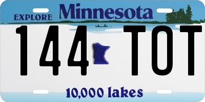 MN license plate 144TOT