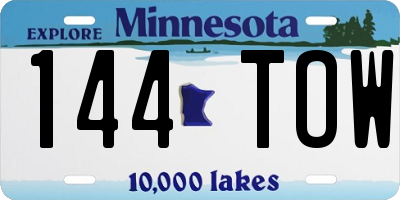 MN license plate 144TOW