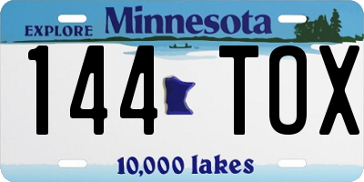 MN license plate 144TOX