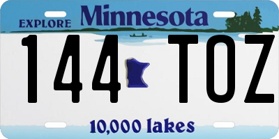 MN license plate 144TOZ