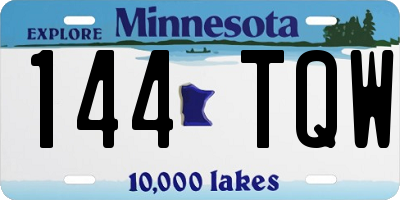 MN license plate 144TQW