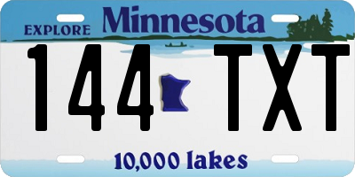 MN license plate 144TXT