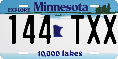 MN license plate 144TXX