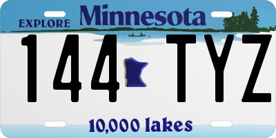 MN license plate 144TYZ