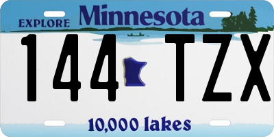 MN license plate 144TZX