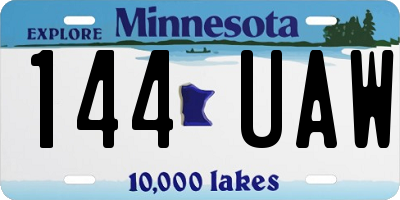 MN license plate 144UAW