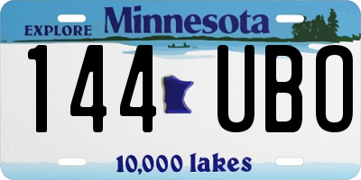 MN license plate 144UBO
