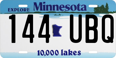 MN license plate 144UBQ