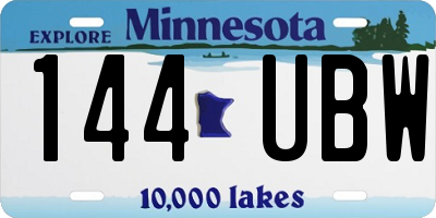 MN license plate 144UBW