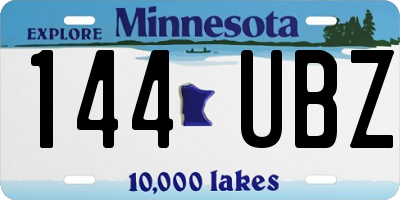MN license plate 144UBZ