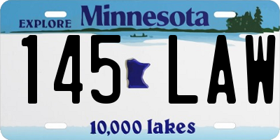 MN license plate 145LAW