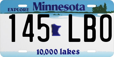 MN license plate 145LBO