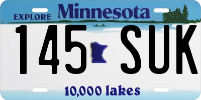 MN license plate 145SUK