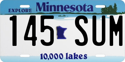 MN license plate 145SUM