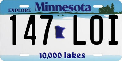 MN license plate 147LOI
